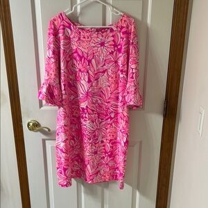 Lilly Pulitzer Pink Floral 3/4 Sleeve Dress